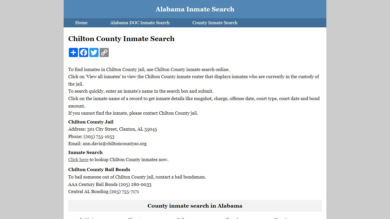 Chilton County Inmate Search
